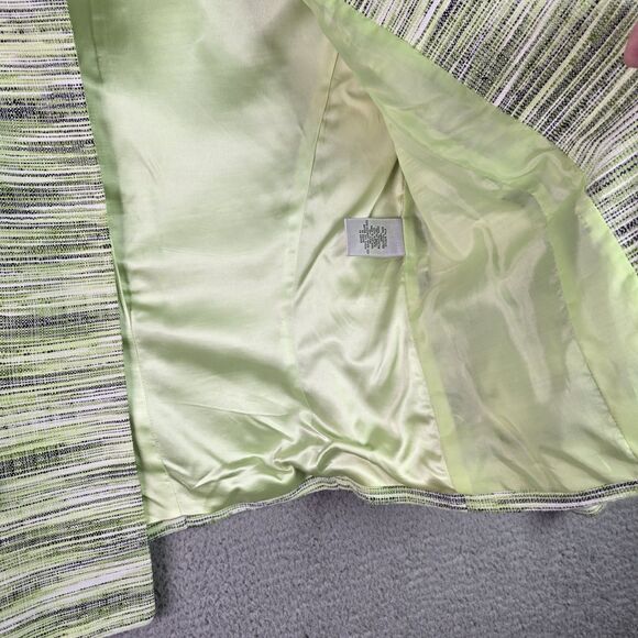 Kasper Blazer 12 Green Open Front Striped Lined Career Modern Textured Colorful - Picture 6 of 13